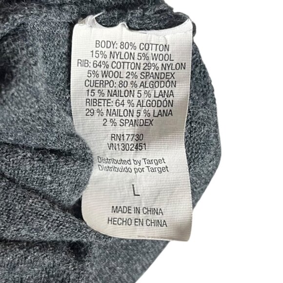 Goodfellow Men's L V-neck Sweater Gray Classic Cotton Wool Nylon Basic - Picture 4 of 4